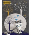 Teen room carpet with cat and moon design