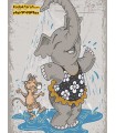 Children's room carpet with elephant and mouse design