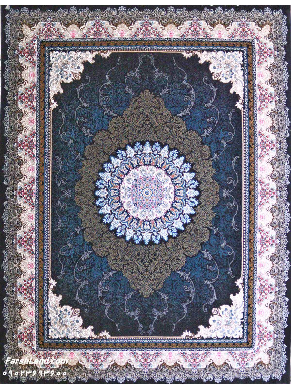 Cheap Kashan Rug Delaris Design Black Color