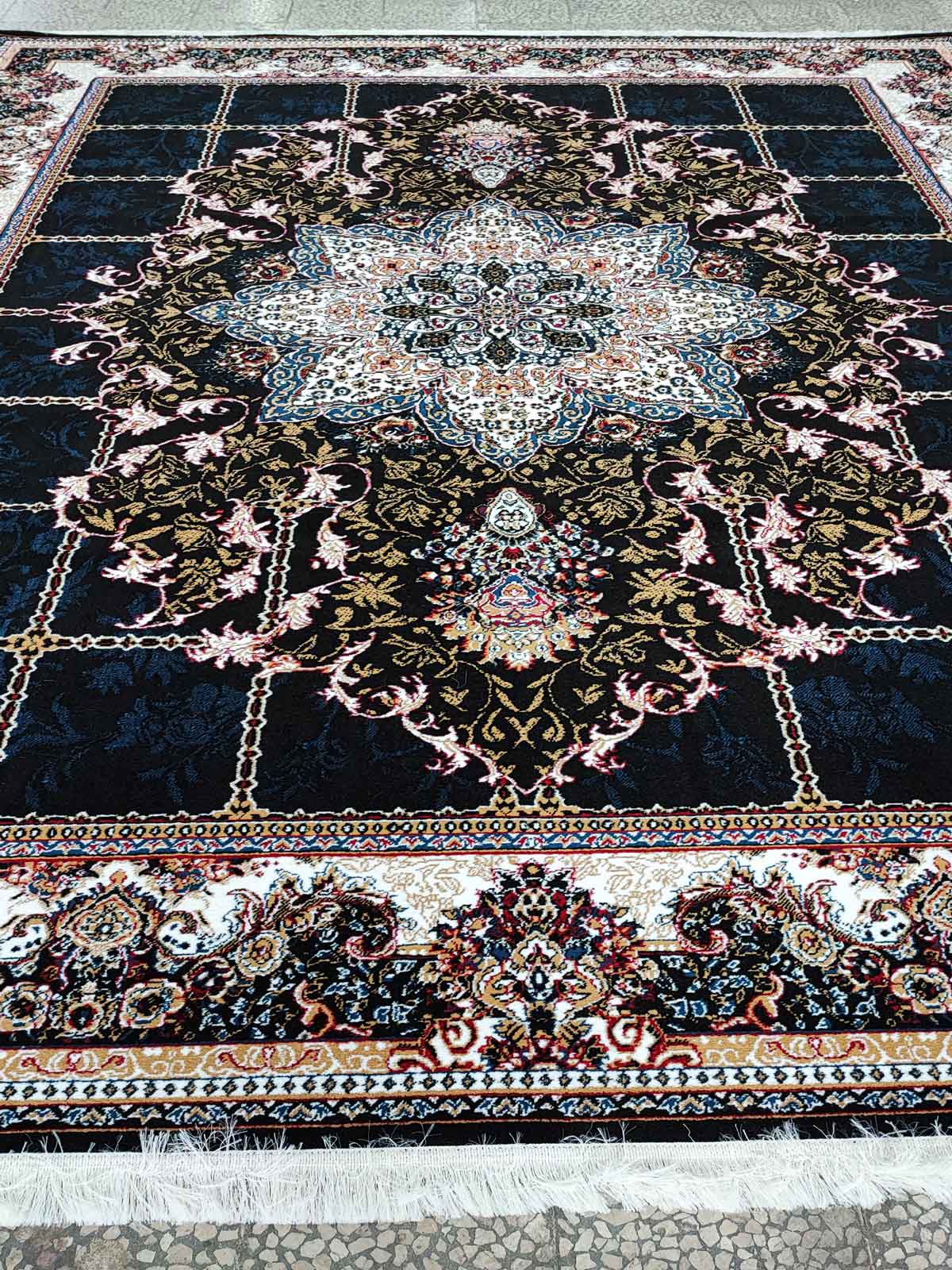 Kashan BCF Carpet Hiva Design Black Color