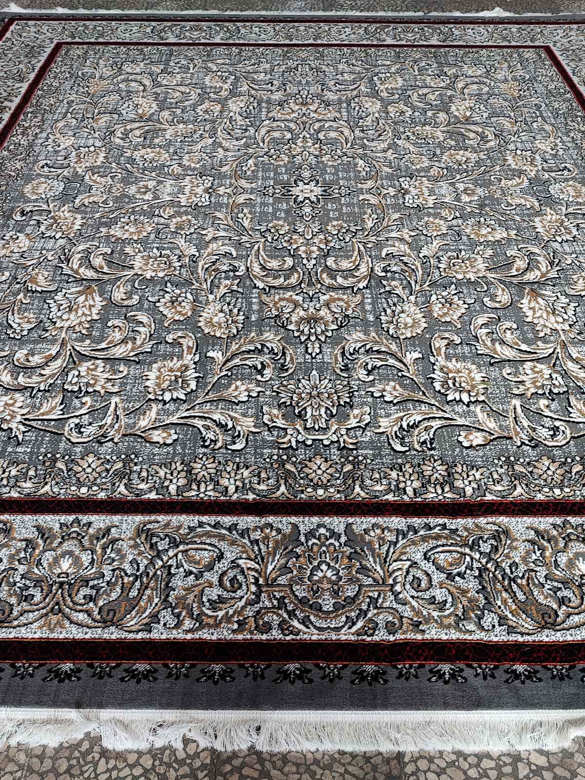 Kashan Cheap BCF Rug Silver Design Gray Color