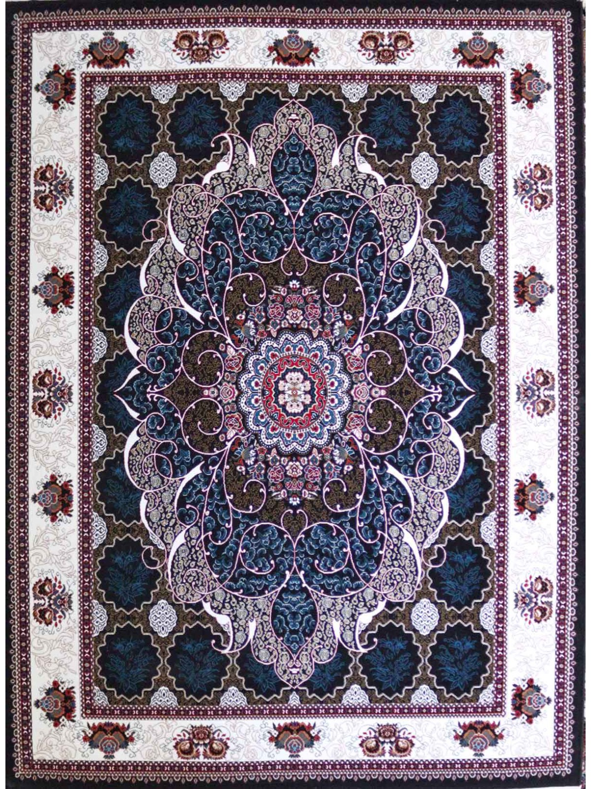 Kashan Carpet 440 Reeds Chakavak Design Black Color