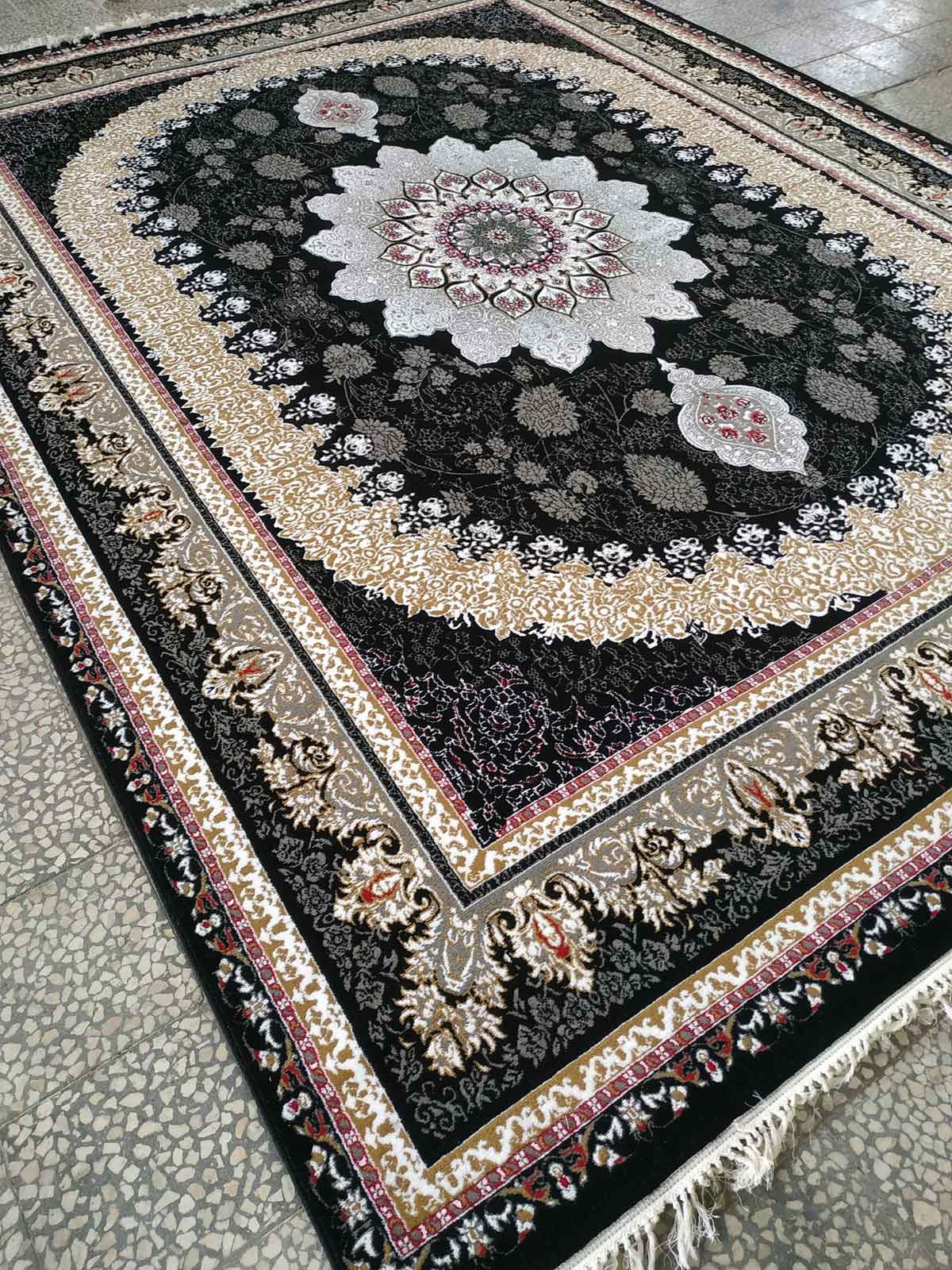 Kashan carpet BCF Rug Gita Design Black Color