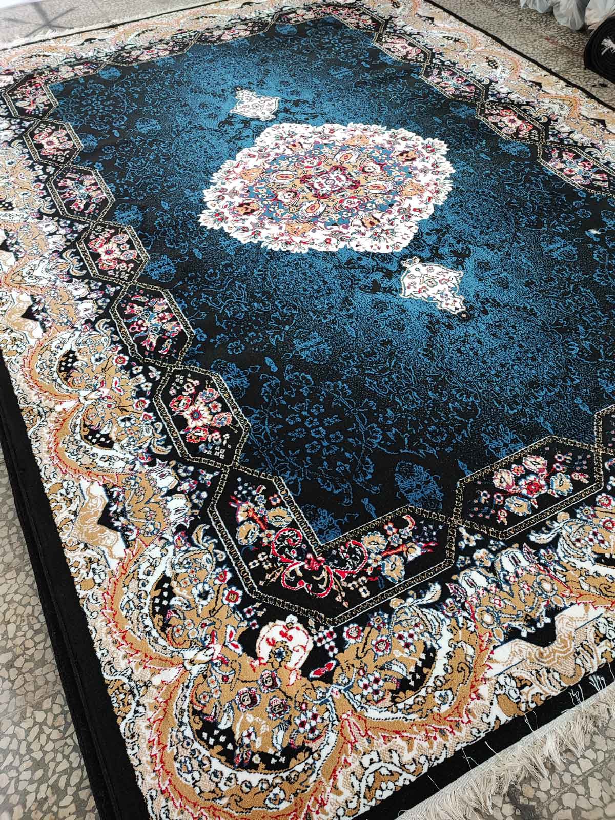 Kashan carpet BCF Rug Haliday Design Black Color