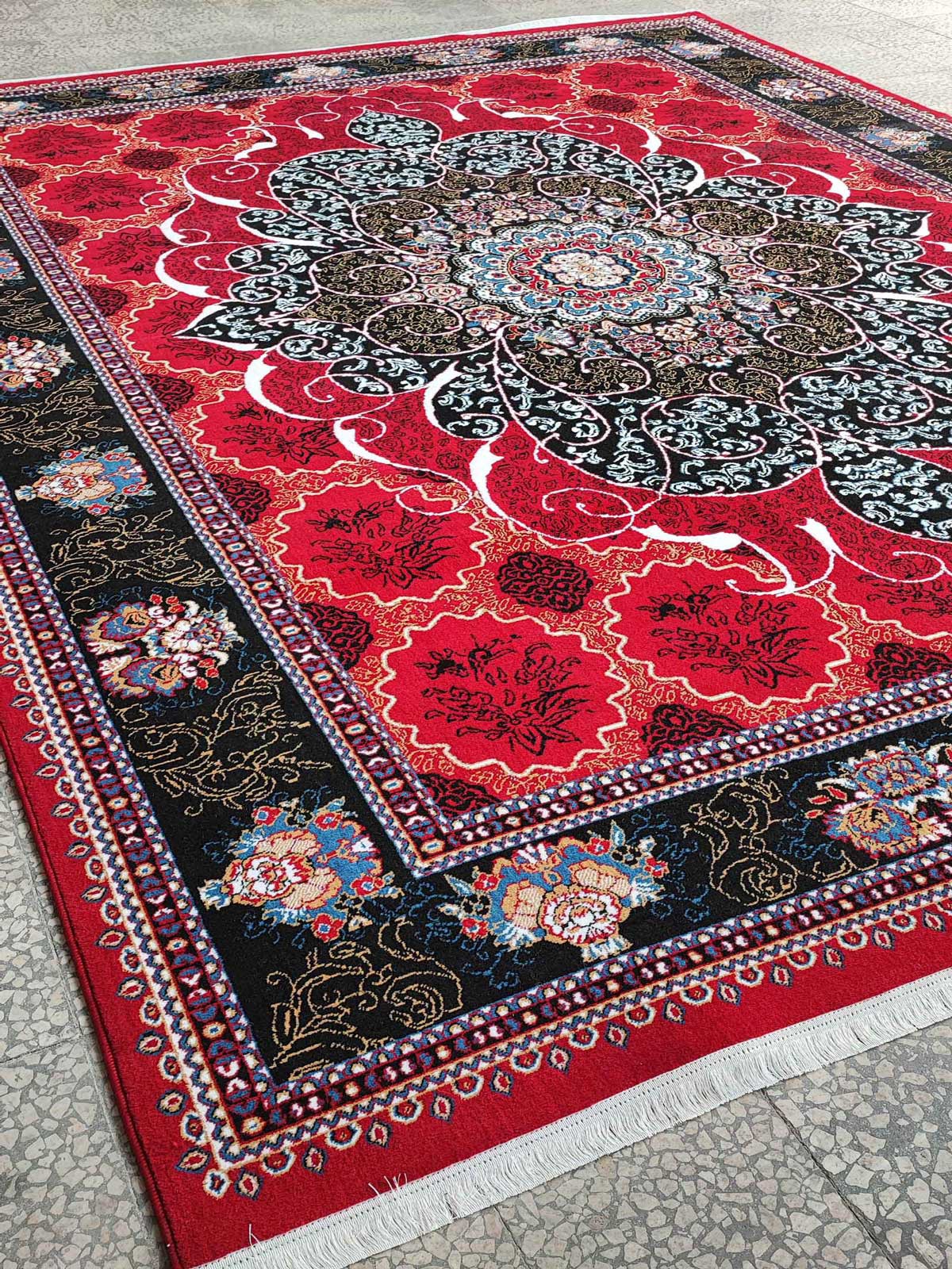 Kashan carpet BCF Rug Chakavak Design Red Color