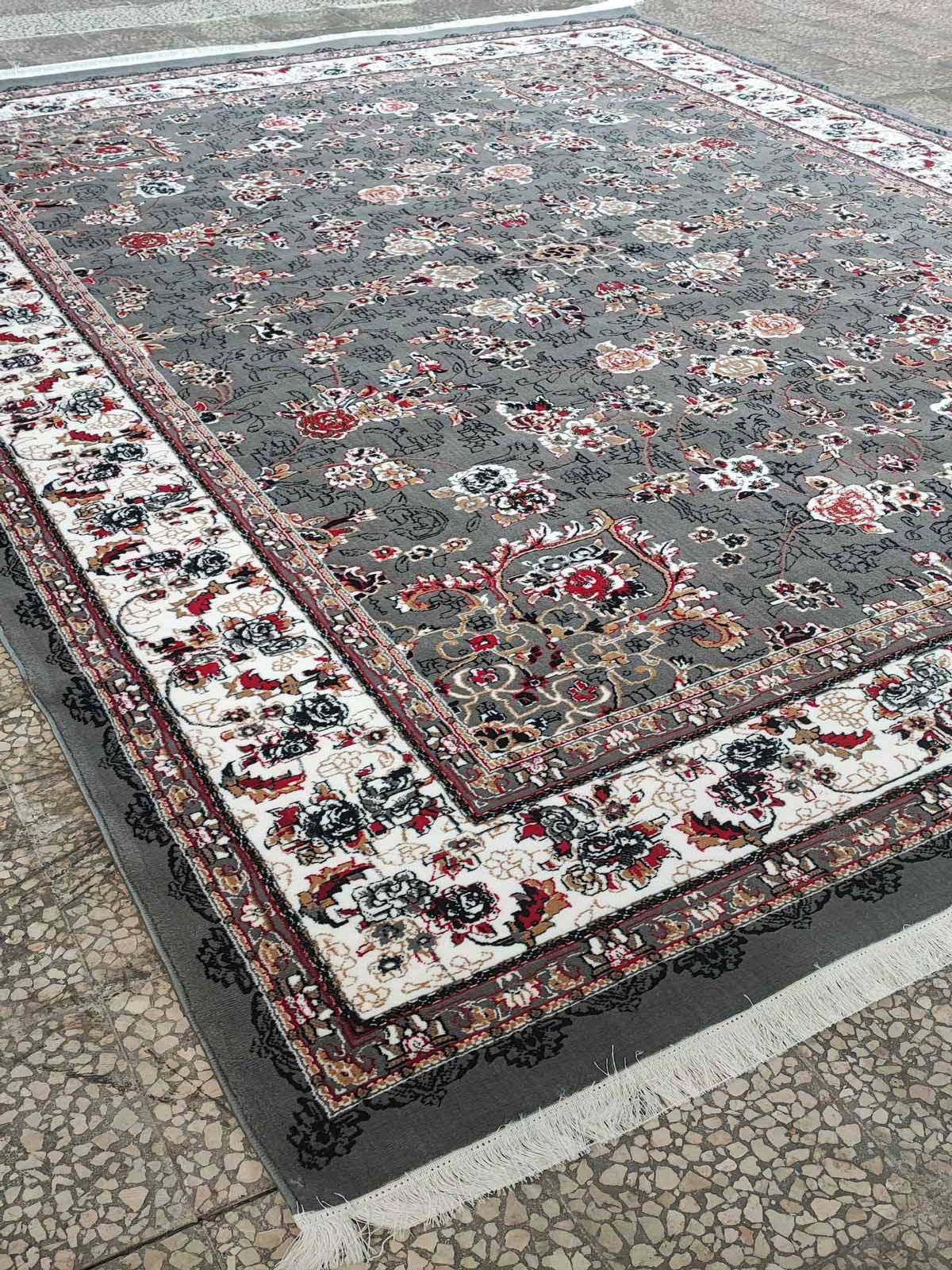 Kashan carpet BCF Rug Gilda Design Gray Color